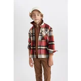 Defacto Boy's Oversize Fit Checked Flannel Long Sleeve Shirt