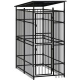 vidaXL zunanji pasji boks s streho jeklen 1,84 m² | Shoptok.si