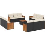 vidaXL Vrtna sedežna garnitura 13-delna z blazinami črn poli ratan, (21057262) | Shoptok.si