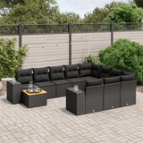 vidaXL 11-dijelni set vrtnih sofa od poliratana s jastucima crni | shoptok.hr