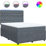 vidaXL Box spring postelja z vzmetnico temno siva 160x200 cm žamet | Shoptok.si