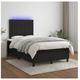  Box spring postelja z vzmetnico LED črna 120x200 cm blago | Shoptok.si