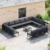 vidaXL Vrtna sedežna garnitura 14 pcs Antracitna Jeklo | Shoptok.si