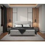 MID.YOU POSTELJA Z VZMETNICO 140 cm x 200 cm , les, tekstil, leseni material svetlo siva | Shoptok.si