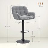 Set od 2 barske stolice retro dizajn podesiva visina izgled flisa siva + crna | shoptok.hr