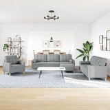  4-dijelni set sofa s tabureom jastucima svjetlosivi od tkanine | Eponuda.com