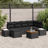 vidaXL set od 7 vrtnih sofa s jastučićima, crni poli ratan Cijene
