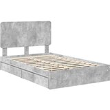  Postelja s shranjevanjem z vzglavjem Betonsko siva 135 x 190 cm, (5000106093) | Shoptok.si