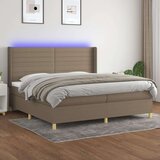  Box spring postelja z vzmetnico LED taupe 200x200 cm blago, (20901025) Cene