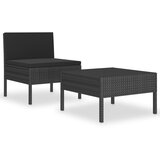 The Living Store Vrtna sedežna garnitura z blazinami 2-delna poli ratan črna - Komplet Vrtnega Pohištva, (21422282) | Shoptok.si