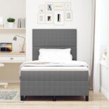 Box Spring Krevet s Madracem i LED Svjetlom Svijetlo Siva 120x200 cm Tkanina od žakarda | shoptok.hr