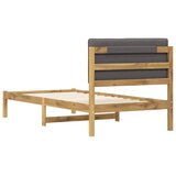  Krevetni okvir s tapiciranim uzglavljem - Bijelo prana i svijetlosiva 90 x 200 cm | shoptok.hr