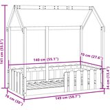  Okvir kreveta za dječju kućicu 70 x 140 cm od masivne borovine | shoptok.hr