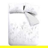 Catherine Lansfield Bela in siva posteljnina Meadowsweet Floral, 200 x 200 cm Cene