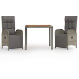 The Living Store Vrtna jedilna garnitura 3-delna z blazinami siv poli ratan - Vrtna Jedilna Garnitura, (21460173) | Shoptok.si