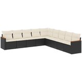  9-dijelni set vrtnih sofa s jastucima crni od poliratana | shoptok.hr