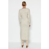 Trendyol Stone Soft Texture Midi Knitwear Double Breasted Collar Tie Dress | Eponuda.ba