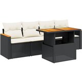 Maison Chic Seti vrtnega pohištva - Vrtna garnitura - Vrtni pohištvo set 5-delna z blazinami črn poli ratan, (21813319) | Shoptok.si