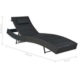 In Ležalnik iz poli ratana in tekstila črn | Shoptok.si