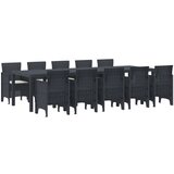 vidaXL 11-delni vrtnarski jedilni set s blazinami antracit poli ratan, vrtnarska miza antracit 150x100x73 cm poli ratan, vrtnarski stoli s blazinami 2 kosa antracit poli ratan, vrtnarski stoli s blazinami 4 kosa antracit poli ratan Cene