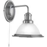 Searchlight Bistro Stenska svetilka z 1 lučjo, satenasto srebrna, s senčnikom iz kislega stekla, E27, (22100528) | Shoptok.si