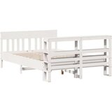 vidaXL Posteljni okvir z vzglavjem bel 150x200 cm trdna borovina, (21311154) | Shoptok.si
