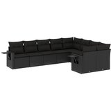 Maison Chic Seti vrtnega pohištva - Vrtna garnitura - Vrtni pohištvo set 9-delna z blazinami črn poli ratan, (21807048) | Shoptok.si