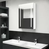  kopalniška omarica z ogledalom sijoče bela 50x13x70 cm, (20580181)