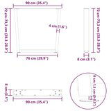  Noge jedilne mize V-oblika 2 kosa Bela 90x(72-73,3) cm Jeklo | Shoptok.si