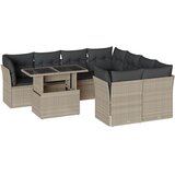 Maison Chic Seti vrtnega pohištva - Vrtna garnitura - Vrtni pohištvo set 9-delna z blazinami sv. siv poli ratan, (21798341) | Shoptok.si