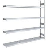 hofe Sestavljiv regal z velikimi policami, pocinkan, polica ŠxG 2500 x 400 mm, priključni regal, 4 jeklene police, višina 2500 mm | Shoptok.si