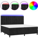 The Living Store Box spring postelja z vzmetnico LED črna 200x200 cm žamet - Box Spring Postelja, (21490268) | Shoptok.si