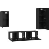 vidaXL Set TV kabineta s policom s pohranom s vratima 4 pcs Crni hrast 30.5 x 30 x 90 cm | shoptok.hr