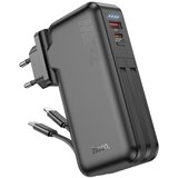 Hoco powerbank 10000 mah sa ugradjenim uticnicama eu / us i kablovima type c + lightning qc pd 3A 22,5W J126 crna | ePonuda.com