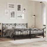  The Living Store Kovinski posteljni okvir z vzglavjem in vznožjem črn 193x203 cm - Posteljni Okvir, (21527892) | Shoptok.si