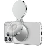 INF Magnetna mini LED-svetilka za selfie za telefon — 3 barvne temperature, polnilna 220 mAh, vrtljivo raztegljivo žepno ogledalo Srebrna, (5000294563) Cene