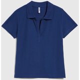 Marisse Navy Blue Cotton Blouse With A Collar | Shoptok.si