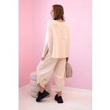 Kesi Włoski Cotton sweatshirt pants set dark beige | shoptok.hr