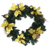  Božićni vijenac s LED svjetlima zeleni 60 cm PVC | shoptok.hr