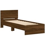  The Living Store Posteljni okvir z vzglavjem rjavi hrast 75x190 cm inž. les - Posteljni Okvir, (21524497) | Shoptok.si