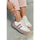 Zazoo Leather Women's Sneakers On Platform N1234 Beige-Red | shoptok.hr