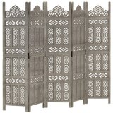 Sobna pregrada s 5 panela siva 200 x 165 cm masivno drvo manga | Eponuda.com