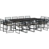  13-dijelni vrtni blagovaonski set s jastucima poliratan crni | shoptok.hr