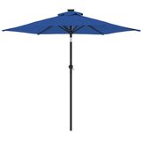  Vrtni suncobran s čeličnom šipkom LED azurnoplavi 225x225x212cm | shoptok.hr