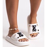 Gemre White platform slides with a teddy bear and gold accents Agatha | shoptok.hr