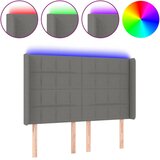 Maison Chic led posteljno vzglavje - vzglavna omarica - nočna omarica temno sivo 147x16x118/128 cm blago, (21712322) Cene