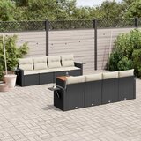 Maison Chic Seti vrtnega pohištva - Vrtna garnitura - Vrtni pohištvo set 9-delna z blazinami črn poli ratan, (21807066) | Shoptok.si