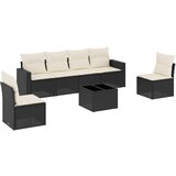 Maison Chic Seti vrtnega pohištva - Vrtna garnitura - Vrtni pohištvo set 7-delna z blazinami črn poli ratan, (21803562) | Shoptok.si