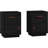 Maison Chic Dvo delni komplet Nočne omarice - Nočne mize črna 40x34x55 cm trdna borovina, (21689309) Cene