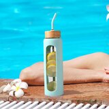 BLUEGO steklena steklenica s slamico in 2 pokrovoma 900ml | Shoptok.si